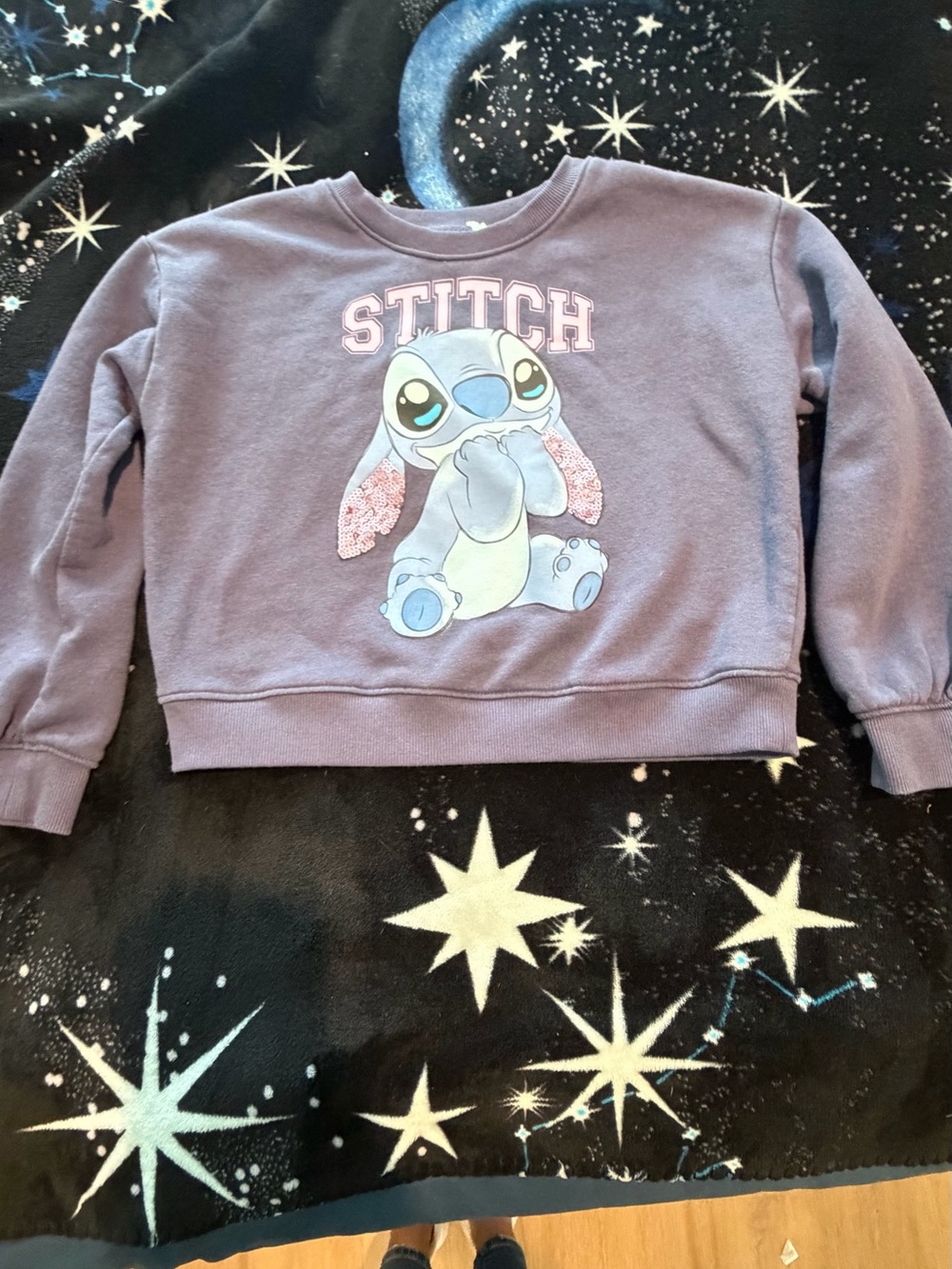 Disney Purple Stitch Glow-Accent Crewneck Sweatshirt